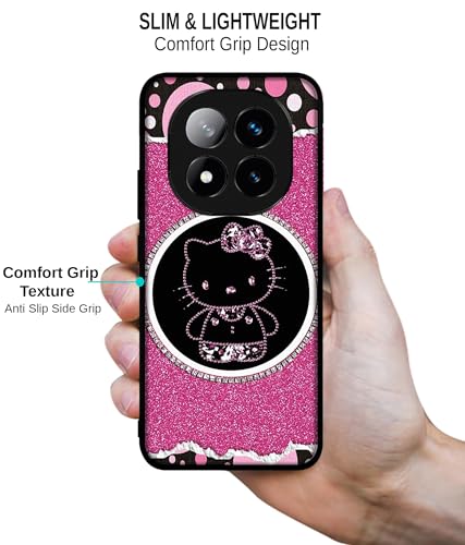 Image of Amazon Brand-Solimo Kitty with Glitter Premium 2D Printed Metal Back Case Cover for Mi Redmi Note 14 Pro Plus 5G