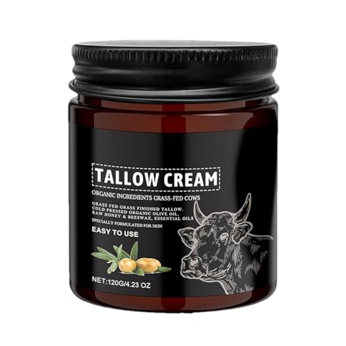Bkljkf 120g Crema Hidratante de Sebo de Res, Crema de Sebo de Res, Crema De Sebo De Res Para El Cuidado De La Piel, Bálsamo De Sebo Orgánico Alimentado Con Pasto, Cuidado De La Piel Con Sebo De Res