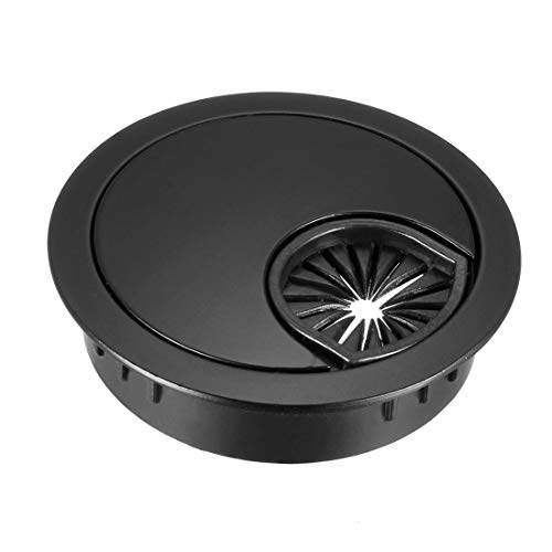 uxcell デスクグロメット ケーブル穴カバー 50mm穴直径 亜鉛合金 デスクグロメット ワイヤーオーガナイザー ブラック 1個入り