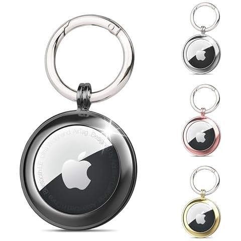 RECKNEY Metal AirTag Keychain Case Black Cover