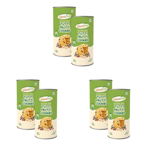 Image of Wheafree Gluten Free Tutti Frutti Cookies (Pack of 6 x 200g each) | Tasty, Crunchy & Flavoured| Best Teatime Snacks, Healthy & Nutritious | 100% Vegetarian | Handmade Cookies