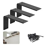 LCGP Countertop Support Brackets, 3-Pack 10' Solid Heavy Duty Steel Hidden L-Shaped Kitchen Island Countertop Brackets for Granite, Quartz, Marble,Concrete and Laminate Countertop DIY Projects