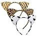3 cerchietti per capelli con orecchie di gatto, con animali in peluche, copricapo, accessori per capelli, per feste, travestimenti, Natale, Halloween (Tiger+mucca+leopardo)