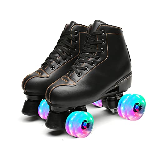 Image of Adult Roller Skates High Top Indoor Outdoor Quad Skates Black 12 M US Women