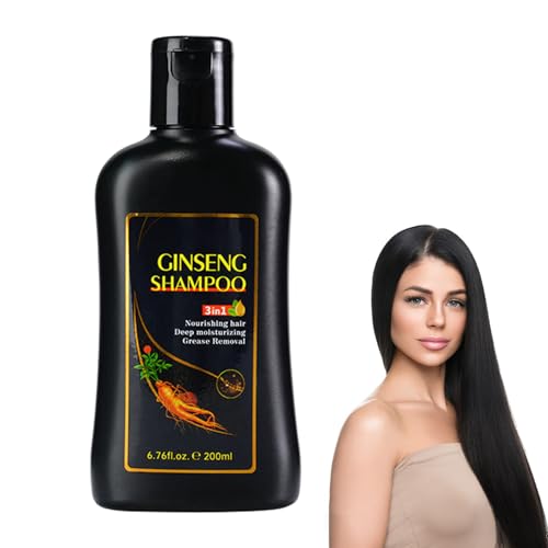 Champú Oscurecedor Con Ginseng - Tinte Natural Para Cubrir Canas, 3 En 1 Para Hombres Y Mujeres, Fórmula Herbárea De Larga Duración, 200ml - Ideal Para Todo Tipo De Cabello, Refuerza Y Revitaliza