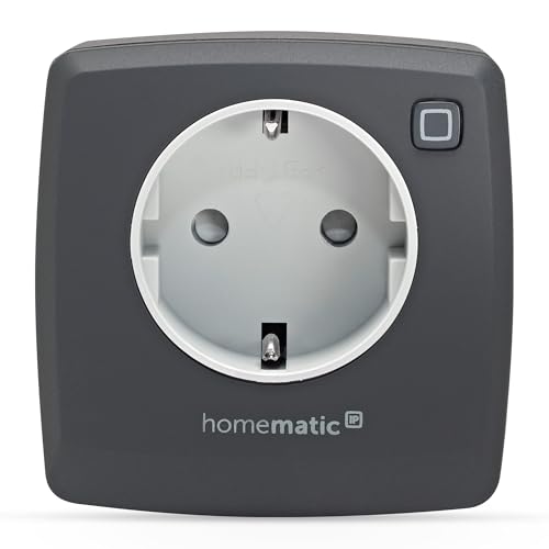 Homematic IP Smart Home Schaltsteckdose - anthrazit, digitaler Zwischenstecker steuert Leuchten oder Elektrogeräte per App, Alexa & Google Assistant, Energie sparen, 161613A0