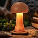 Produktbild Schindora Holz Pilze LED Nachttischlampe Nachtlicht Holz,USB Kabellos nachtlicht kinder Baby Nachttisch Lampe,3W Stufenlose Dimmerung,Niedlich Deko Tischlampe For Wohnzimmer Schlafzimmer
