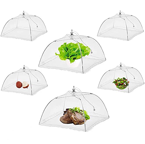 ANNA TOSANI 6Pcs Cubierta Protectora Alimentos, Reutilizable y Plegable al Aire Libre Tapas de Alimentos, Pop Up Reutilizable Malla Protectora Alimentos, Cubierta de mesa de...