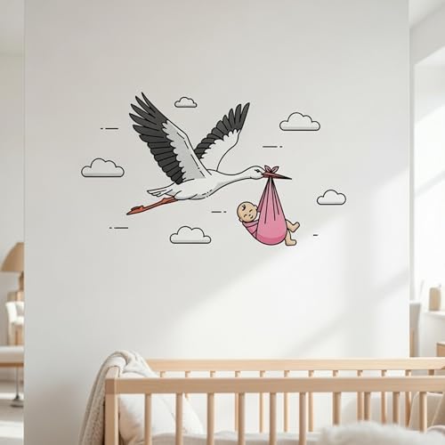 Vinilo Decorativo Stork Delivering Baby Girl 63 in miniatura 5
