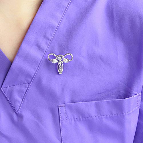 Image of Nurse Pin Stethoscope Pins Cuterus Heart-Shaped Pins Lapel Pin Personality Medical Jewelry for Women Nurse Accessories Gifts Hat Lapel Pins(Gold)