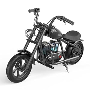 HYPER GOGO Electric Dirt Retro Bike Scout 12,24V 160W Electric Motorcycle for Kids,Unique Simulated Fog Feature,Max Speed Up 10 Mph,Max Weight Support 144 LB,Black