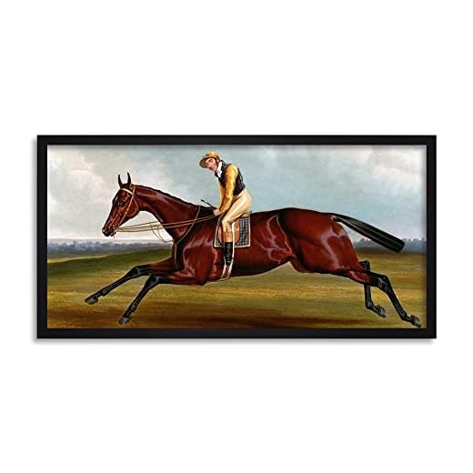 John Harris Younger blå hätta race häst jockey inramad väggkonst tryck lång 25 x 30 cm