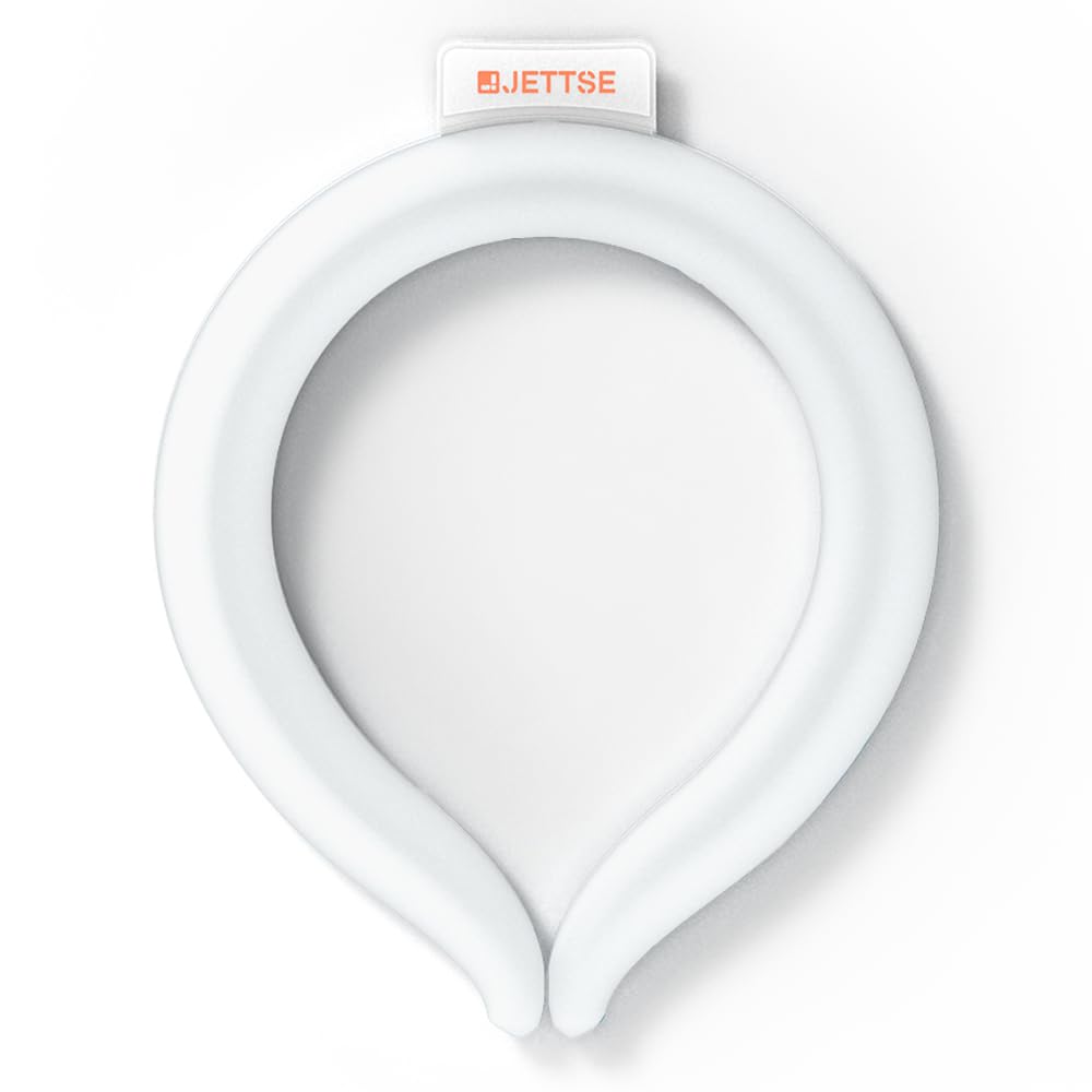 JETTSE Freeze Neck Cooling Wrap Ice Band Cooler Tube Repeat Reusable (Pastel White)