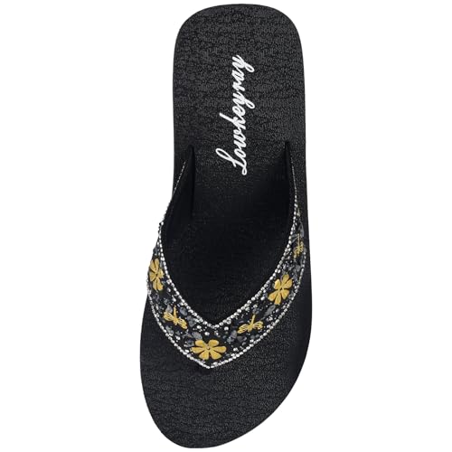 Lowkeyray Women's wedge flip flops Sandal4