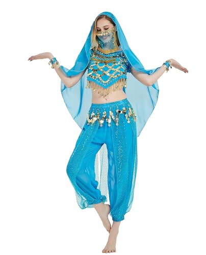 Astage Lady Belly Dancer Costume Halloweem Performance Wear All Sets Sky Blue