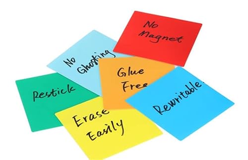 Dry Erase Nano Sticky Notes Set Multicolor Removable Reusable Labels Sticker 4*4 Inch 6 Pack (Multicolor 6 Pcs) #TOP1