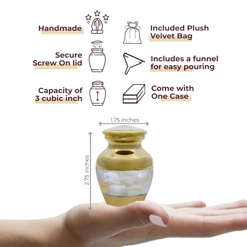 Image of Trupoint Memorials Cremation Urns for Human Ashes, Funeral Memorial Urn for Male and Female, Decorative Burial Metal Urn Collection for Adult Men & Women - Gold, 1 Keepsake