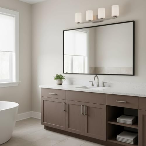 Image of Hinkley Kyra Transitional Four Light Bathroom Vanity Fixture, Brushed Nickel