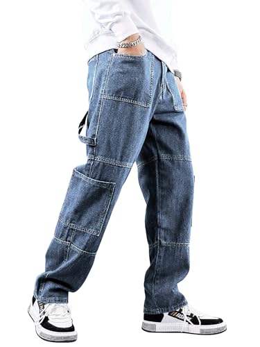 Noble Monk Loose Fit Men's Flip Pocket Jean || Mens Stylish Loose Fit Denim Cargo || Multi-Pocket Styling Pant|| Men Jeans || Jeans for Men