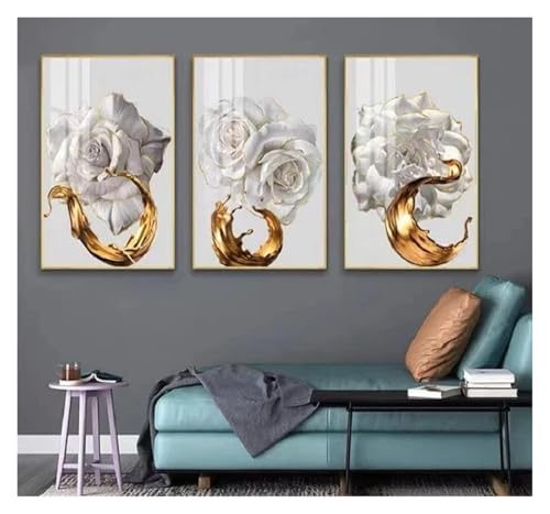 Peinture décorative triptyque rose XENITE pour salon moderne et chic - 3