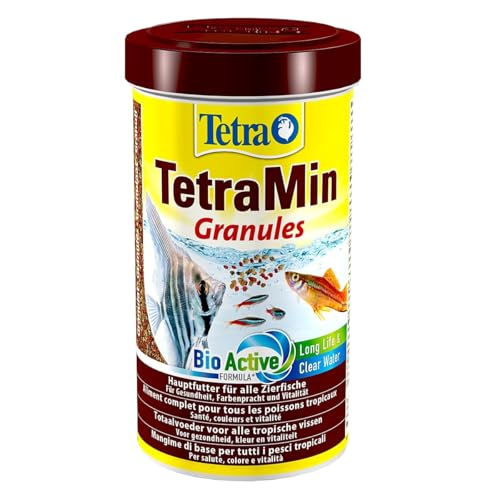 Tetra Min Granules – Comida para Peces de Descenso Lento, Ideal para Peces en la Capa Media de Agua del Acuario, Lata de 500 ml
