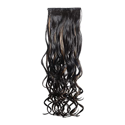 Image of KIS Synthetic Curly Hair Extensions for Women, Highlight Gold | 23 Inches, Natural, Soft Heat Resistant Hair, Thick Washable Reusable, Artificial Hair Clip on Extension for Bridal, Wedding
