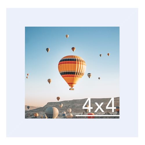 Image of JCJMY 4x4 Picture Frame White for Wall Hanging or Tabletop, Wall Mounting Horizontally or Vertically, 4 x 4 Wall Gallery Poster Photo Frame with Shatter Resistant Plexiglass, White