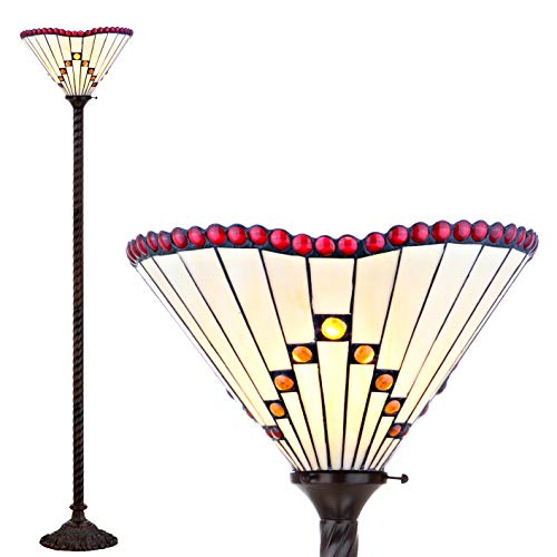 JONATHAN Y JYL8000A Smith Style 70.5 Torchiere LED Floor Lamp, Tiffany, Traditional for Bedroom, Living Room, Bronze