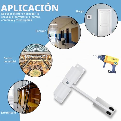 Miniatura 5 de 2 Piezas Muelle Cierrapuertas, Cierra Puertas Automático, Muelles Para Puertas De 40kg, Con Varilla De Ajuste, Placa De Montaje Y Tornillos, Fácil De Instalar, Para Residencial Comercial
