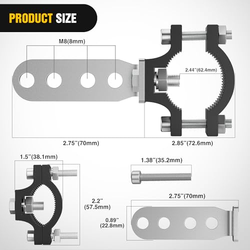 Image of Nilight Motorcycle Light Clamp Brackets fit from 0.7 to 1.2 Inch Round Tube | fit 0.7 inch-1.2 inch diameter roll bar, for Off-road LED Light Pods Front Fork Lights Roof Rack Bumper ATV UTV