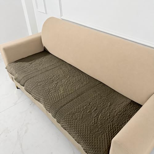 Image of Homerz Premium Petal Charm Sofa Cover | Embossed Floral Pattern | Soft Touch, Anti-Dust & Easy Wash Fabric Cloth, Washable and Durable (Brown, 6(3+2+1) Seater, Only Seat Cover)