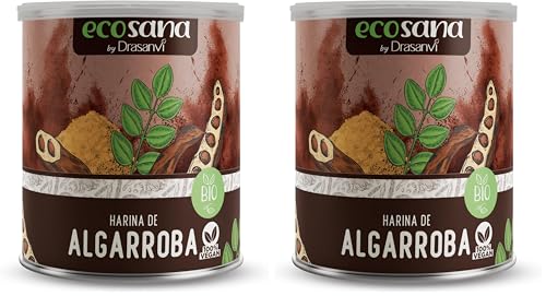 Drasanvi ECOSANA HARINA DE ALGARROBA CERTIFICADO BIO by - Aporte de fibra alimentaria - VEGANO - SIN GLUTEN - 350g (Paquete de 2)