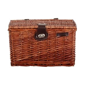 AMIGO Fietsmand met deksel – 16 liter – rieten mand – donkerbruin