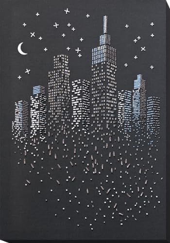 Image of Wizardi Bead Embroidery Kit - The Glitter of The Night Lights. Colorful Beads, Beading Needles. DIY Kit. Embroidery for Beginners. Home Decor. AB-755 Abris Art