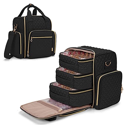 Luxja Nail Polish Organiser Hold 72 Bottles, Nail Polish Case with 3 Removable Bags and Tools Storage Pockets (Patented Design), Black