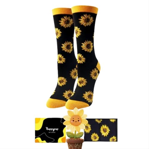 HAPPYPOP Sunflower Gifts For Women - Sunflower Socks, Sunshine Sock, Flower Plant Gift For...