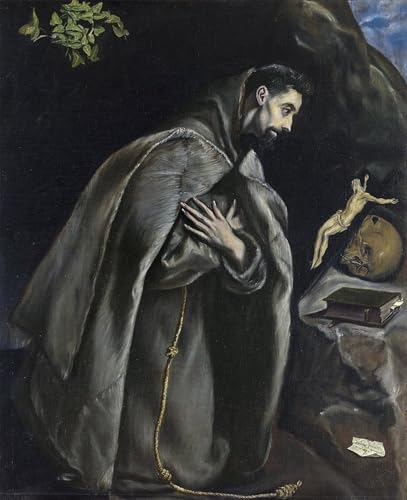 Cuadro San en oración de El Greco, pintura al óleo para decoraciones del hogar (60x90cm)