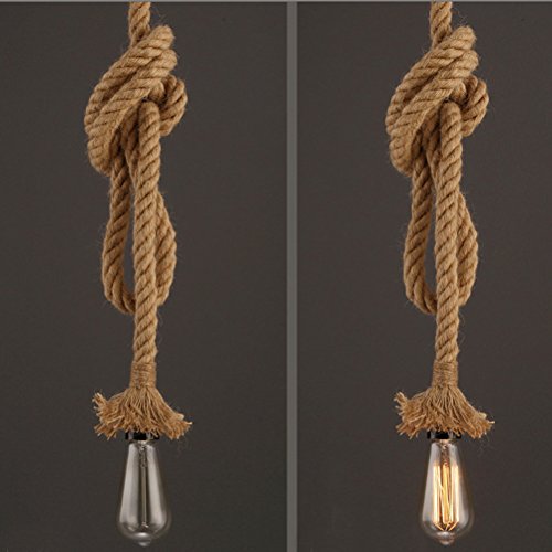Ledmomo Single Head Rope Pendant Light 3.3Ft Vintage Thick Hemp Ceiling Lamp Pendant Hanging Lights For Home Restaurant Cafe Bar Country Style Decoration #TOP1