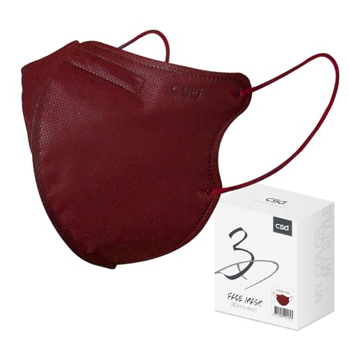 CSD 30 Pcs Cherry Red 3 Ply Disposable Masks for Adult, 3D Design Face Mask