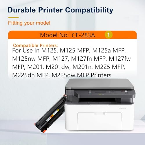 Image of 83A Toner Cartridge Compatible for HP 83A / CF283A Toner Cartridge for Use in M125, M125 MFP, M125a MFP, M125nw MFP, M127, M127fn MFP, M127fw MFP, M20