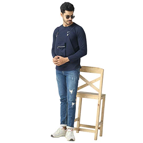 Image of Black Collection Solid Men Dungaree Style Full Sleeve T-Shirt