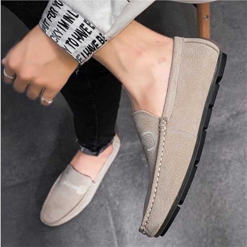 Mens Moccasins Shoe Suede Vamp Tuxedo Solid Color Round Toe Slip Resistant Block Heel Anti-Slip Rubber Sole Office Slip-on2