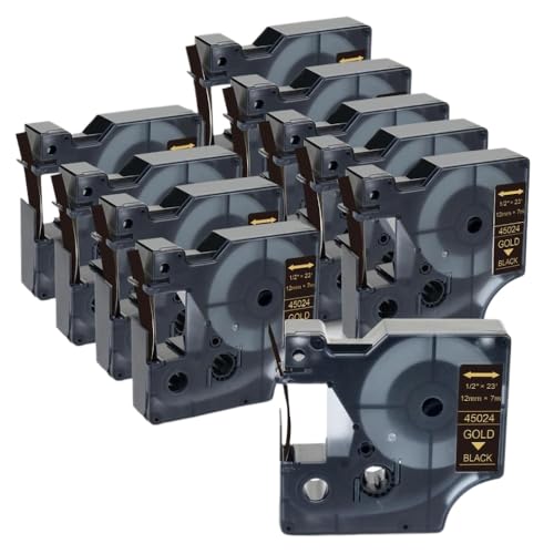 10pk 12mm 45013�������x���e�[�v�̍������x���}�l�[�W���[160 280 210 450 LM160�ƌ݊���(Gold on Black)