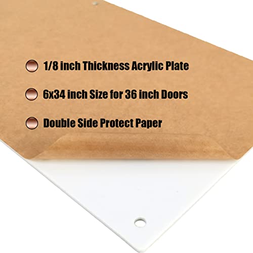 Galofay Door Kick Plate 30 Inches Acrylic Decorative Plates Protector For 32 Inches Front Doors, 1/10 Inch Thickness 6"X30" White #TOP3