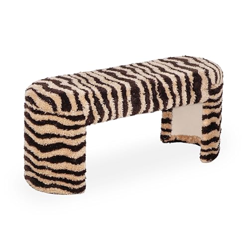 Tov Furniture Zebra Brown Striped Tufted Bench