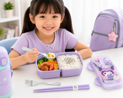 Image of Kids Cutlery Set with Box | Stainless Steel Spoon /Fork /Chopsticks | BPA-Free Food Grade Portable Lunch Utensils for School, Travel, Picnic & Camping