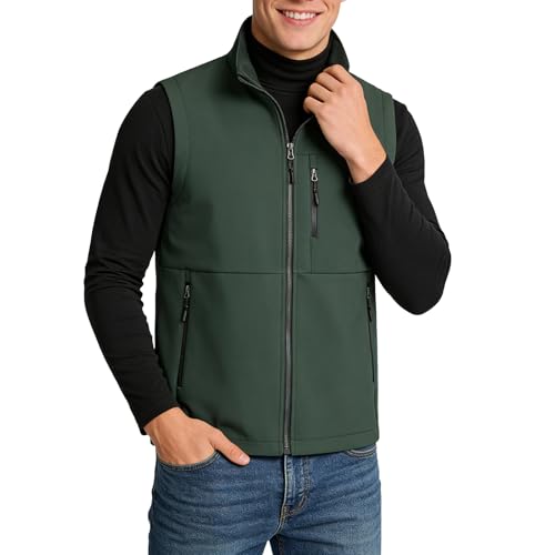 Image of Men's Soft Shell Vest Windproof Outerwear Vest Warm Inner Fleece Vest Waterproof Sleeveless Jacket