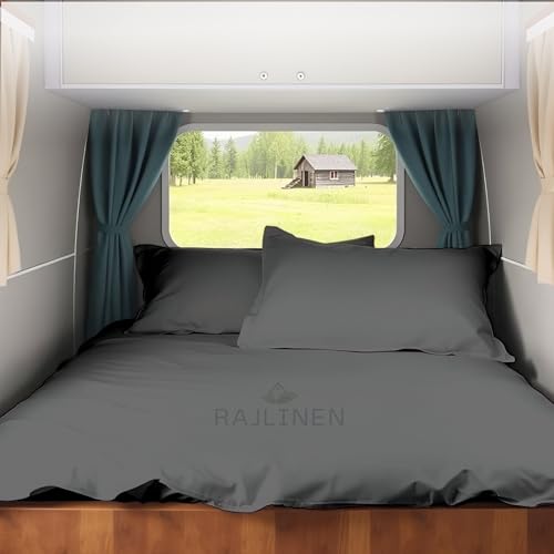 Rajlinen RV Camper Sheet Set 72x80 Egyptian Cotton Dark Grey