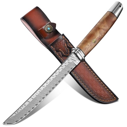 Dragon Creek Damaststahl (hohe Härte & Zähigkeit) Outdoor Survivalmesser mit Feststehende Klinge, Für Camping, Wanderungen & Abenteuer, Langlebig &...