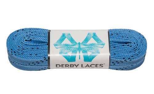 Derby Laces Sky Blue - Flat, 10mm Wide, for Boots, Skates, Roller Derby, Hockey and Ice Skates (108 Inch / 274 cm)